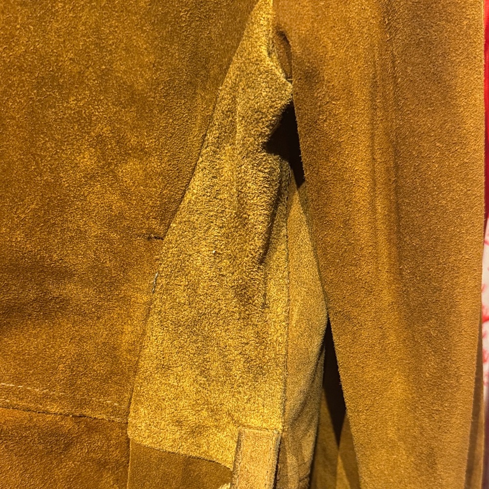 Men's Vintage 60s/70s Brown Suede Leather Belted Jacket - Picture 13 of 13